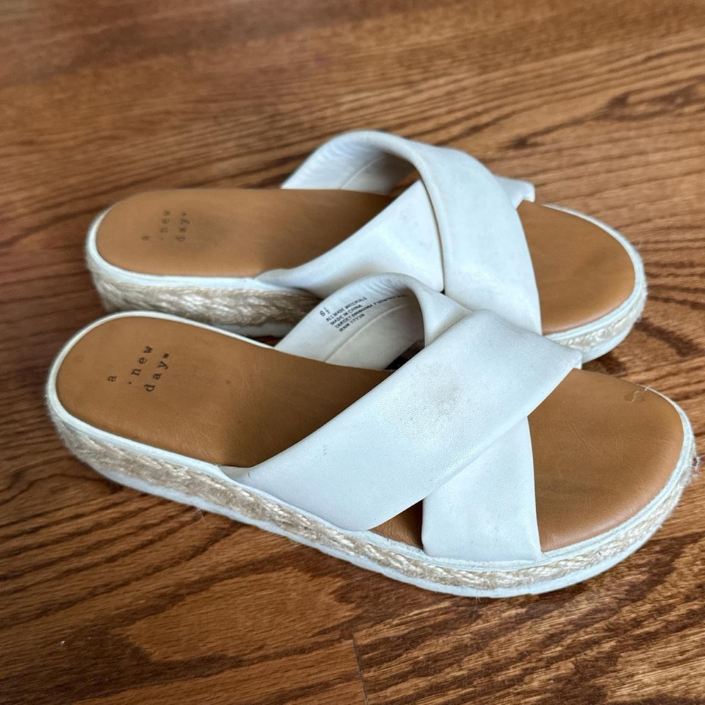 A New Day White Espadrille Shoes with Crisscross Straps